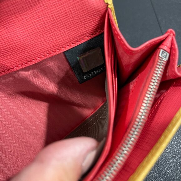 Fendi Yellow Leather Monster Eyes Red Black Long Continental Wallet (JB1345) - Picture 11 of 11